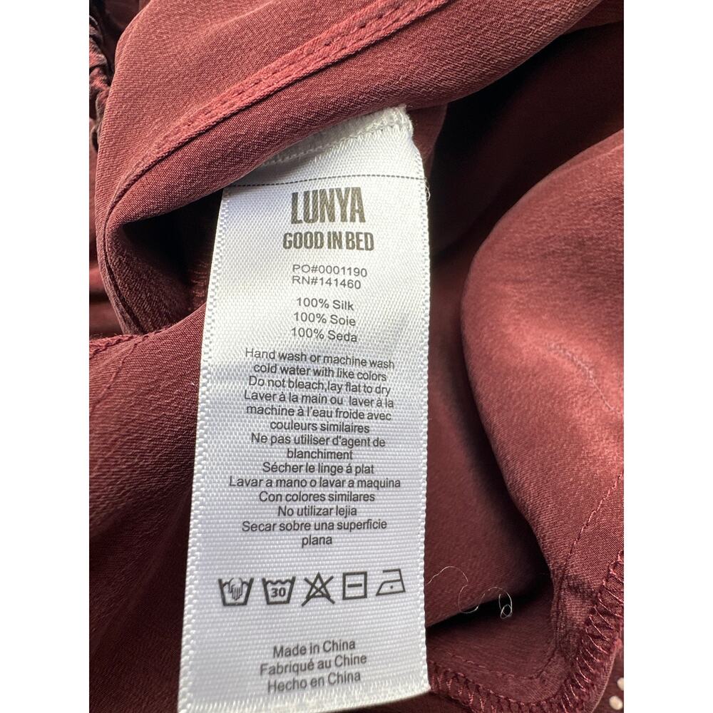 LUNYA Washable Silk High Rise Pajama Pants in Fancy Burgundy Size XL - Picture 10 of 11